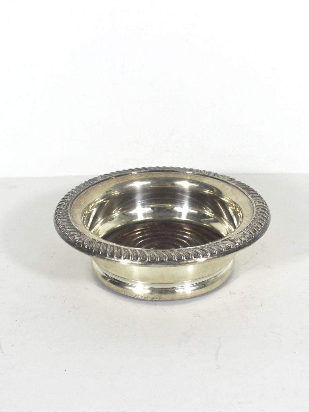 Vintage Silver Plated Wine Coaster with Wood Base Bottle Holder England